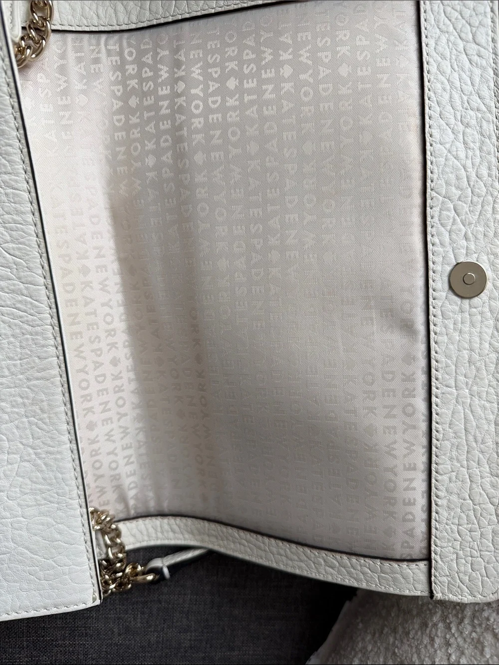kate spade White and Green Palm Leaf Wristlet Clutch